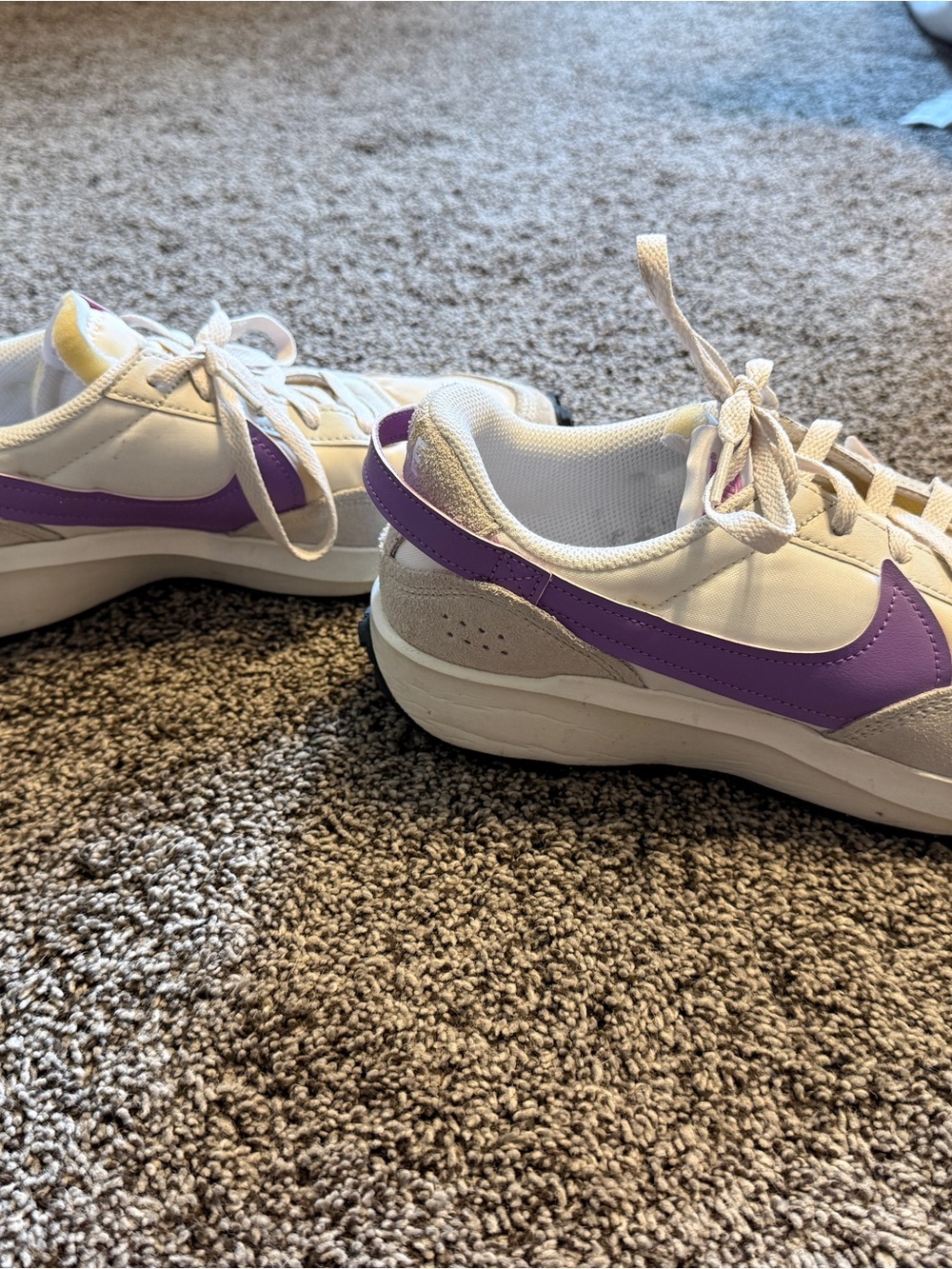 Nike waffle sneaker with Purple Swoosh
